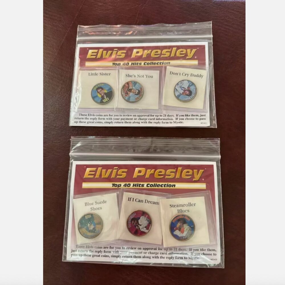 Set of 32 Elvis Top 40 Hits Uncirculated Colorized Quarters Coin Collect…